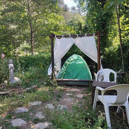 Tente Dans Gazebo Thai Dans Jardin En Bord De Riviere Saint-André-de-Valborgne Extérieur photo